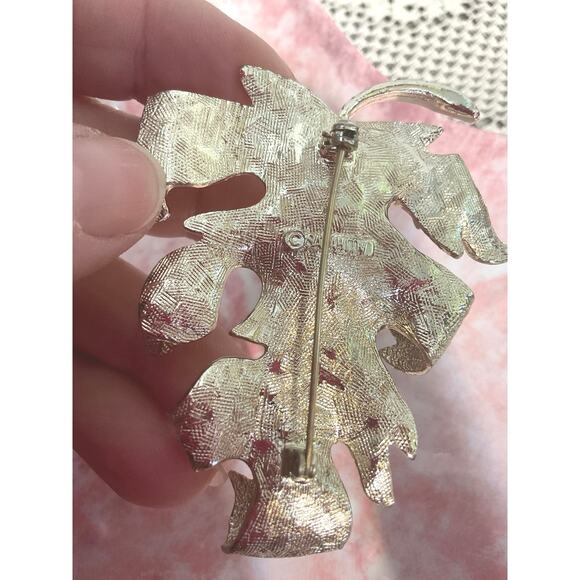 Vintage Sarah Coventry Leaf Brooch Silver - Picture 6 of 11